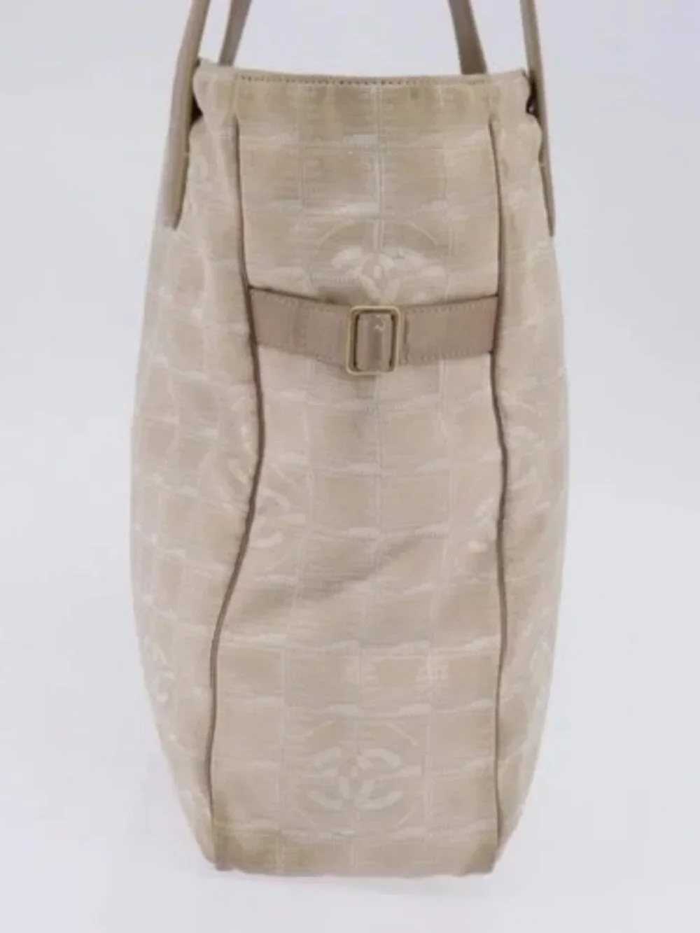 CHANEL New Travel line Tote Bag Beige Gold CC Auth 143978
